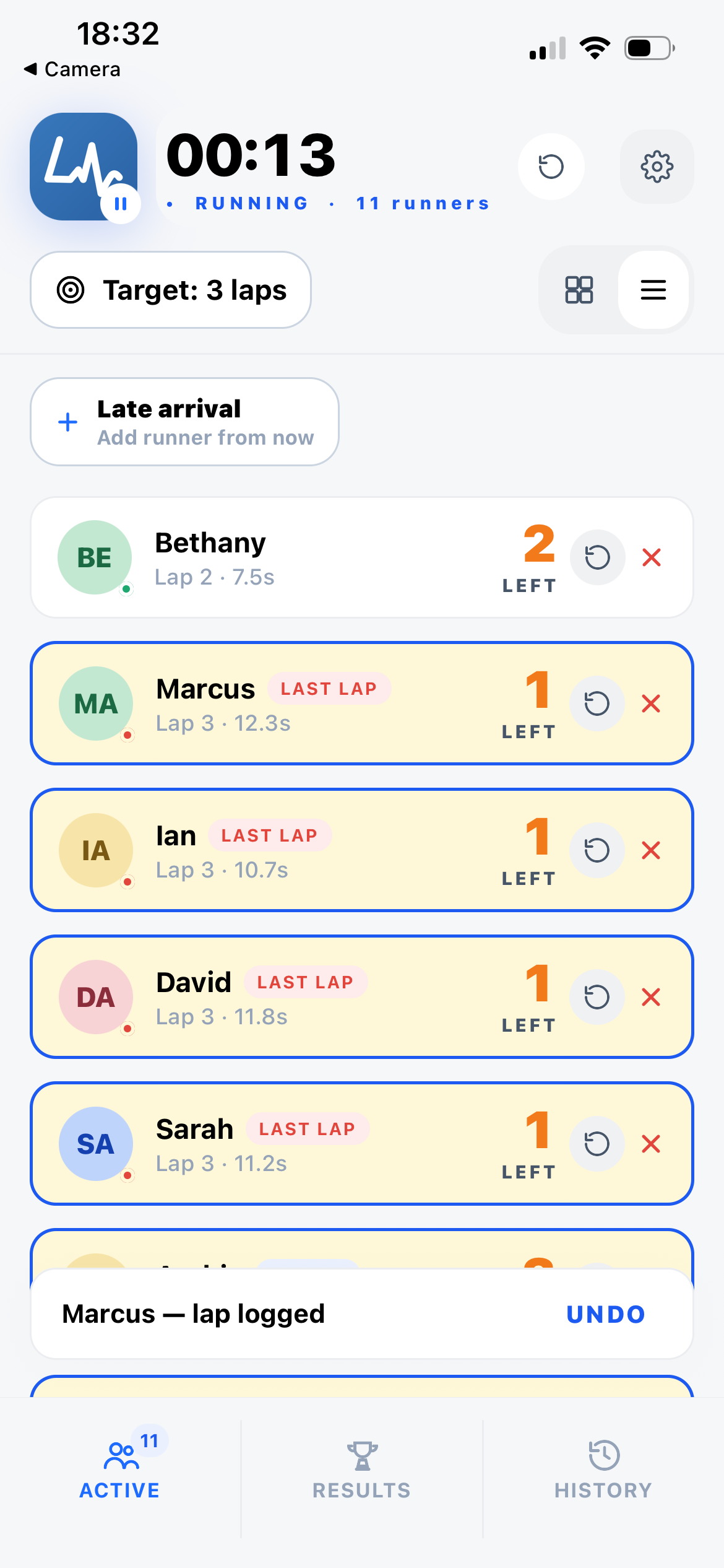 Laply last lap screen
