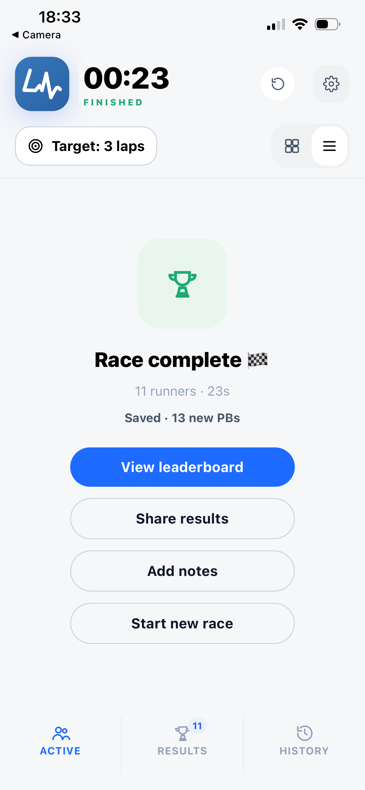 Laply race complete screen