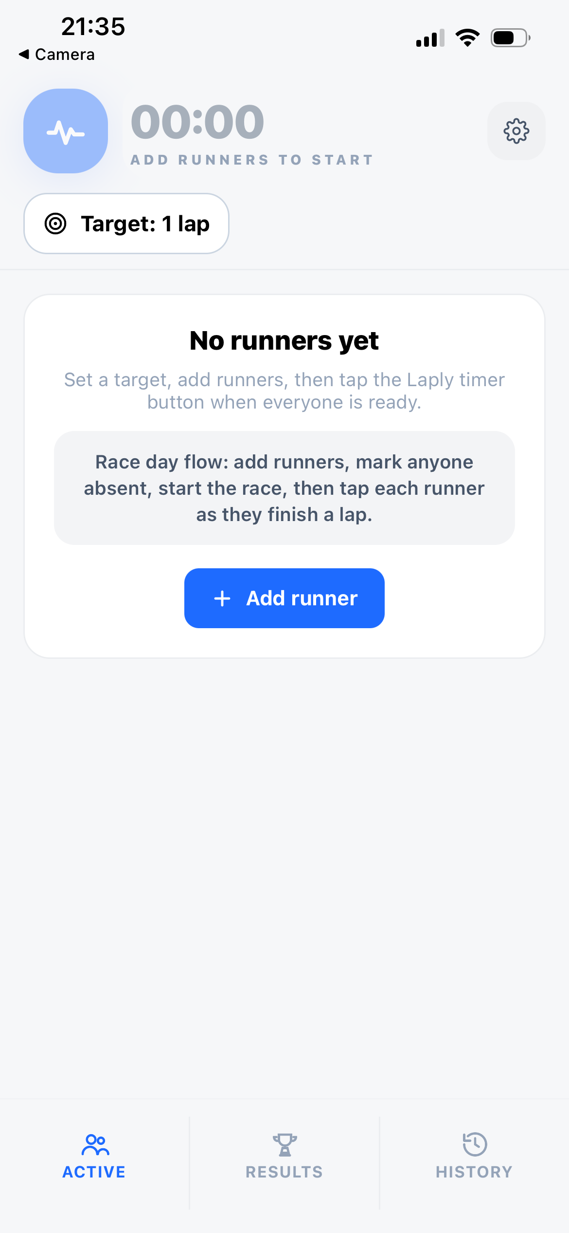 Laply race setup screen